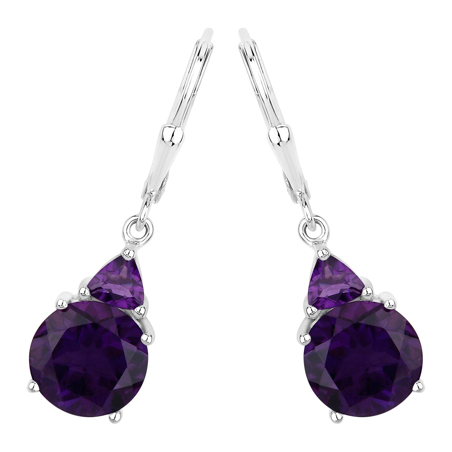 Amethyst Earrings 5.26 Carats Sterling Silver