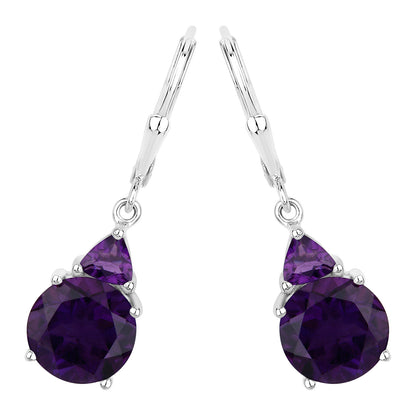 Amethyst Earrings 5.26 Carats Sterling Silver