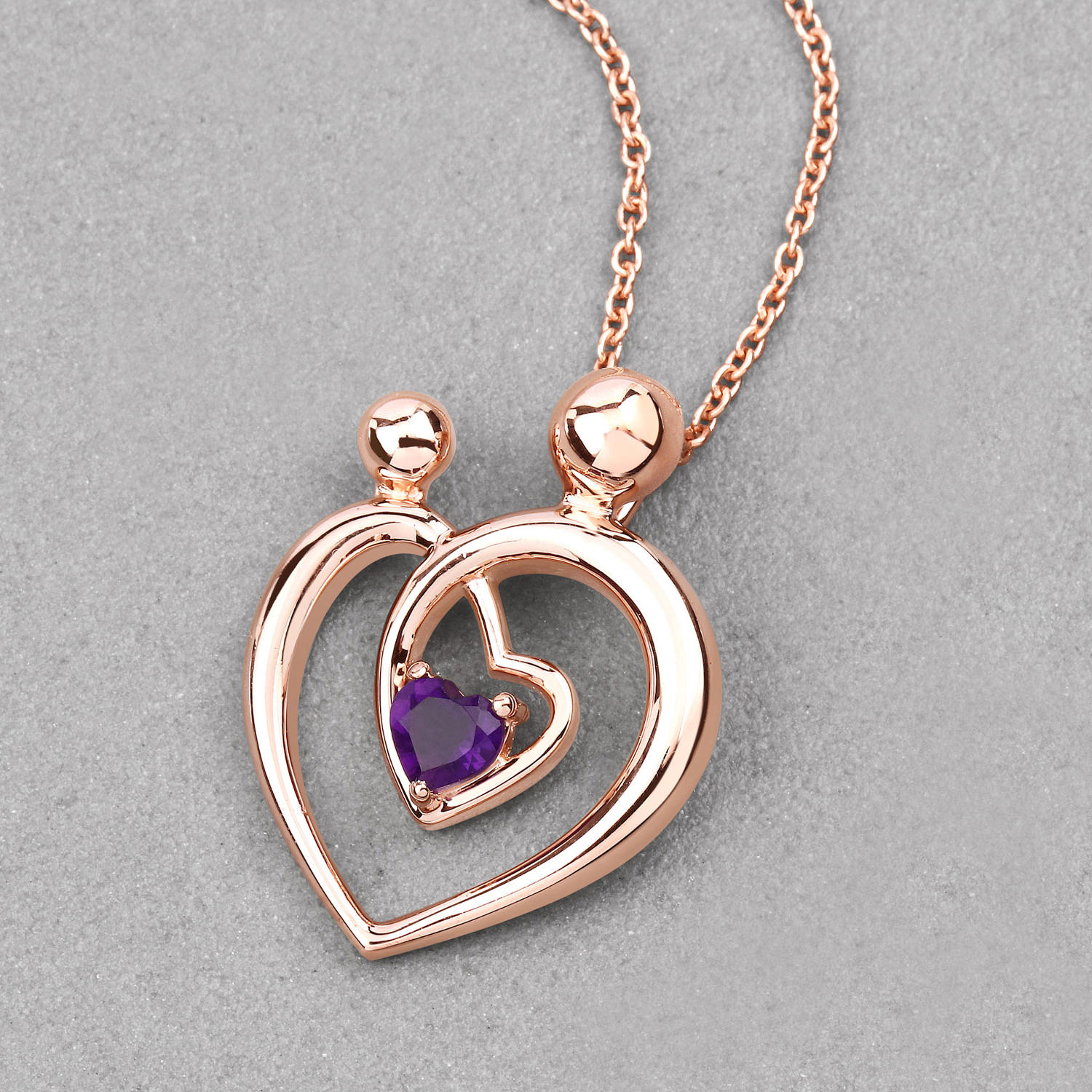 Amethyst Mom Pendant 0.24 Carats Gold Plated Silver