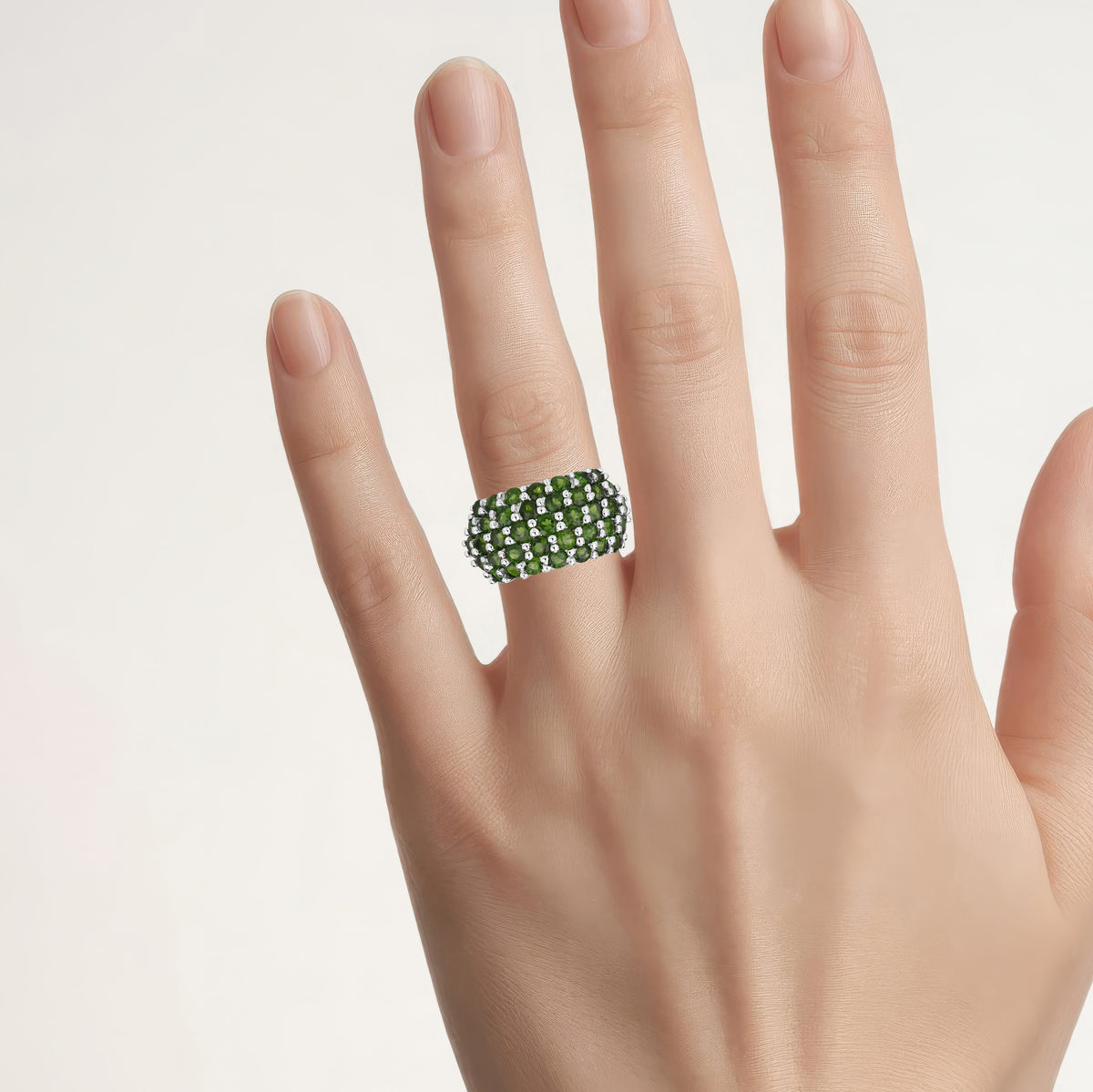 Chrome Diopside Ring 5 Carats Sterling Silver