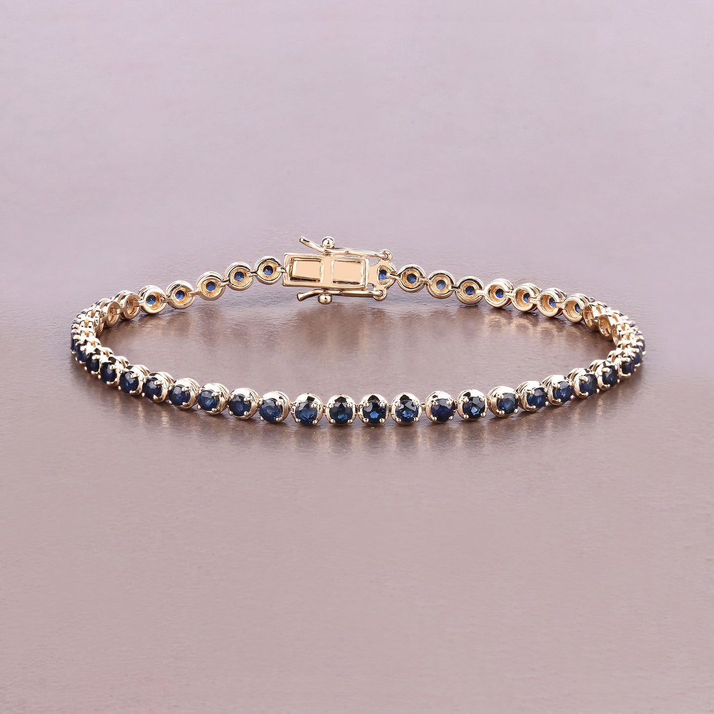 Natural Blue Sapphire Bracelet 3.12 Carats 14K Yellow Gold