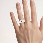 Black Diamond Ring With White Diamonds 0.16 Carats Sterling Silver