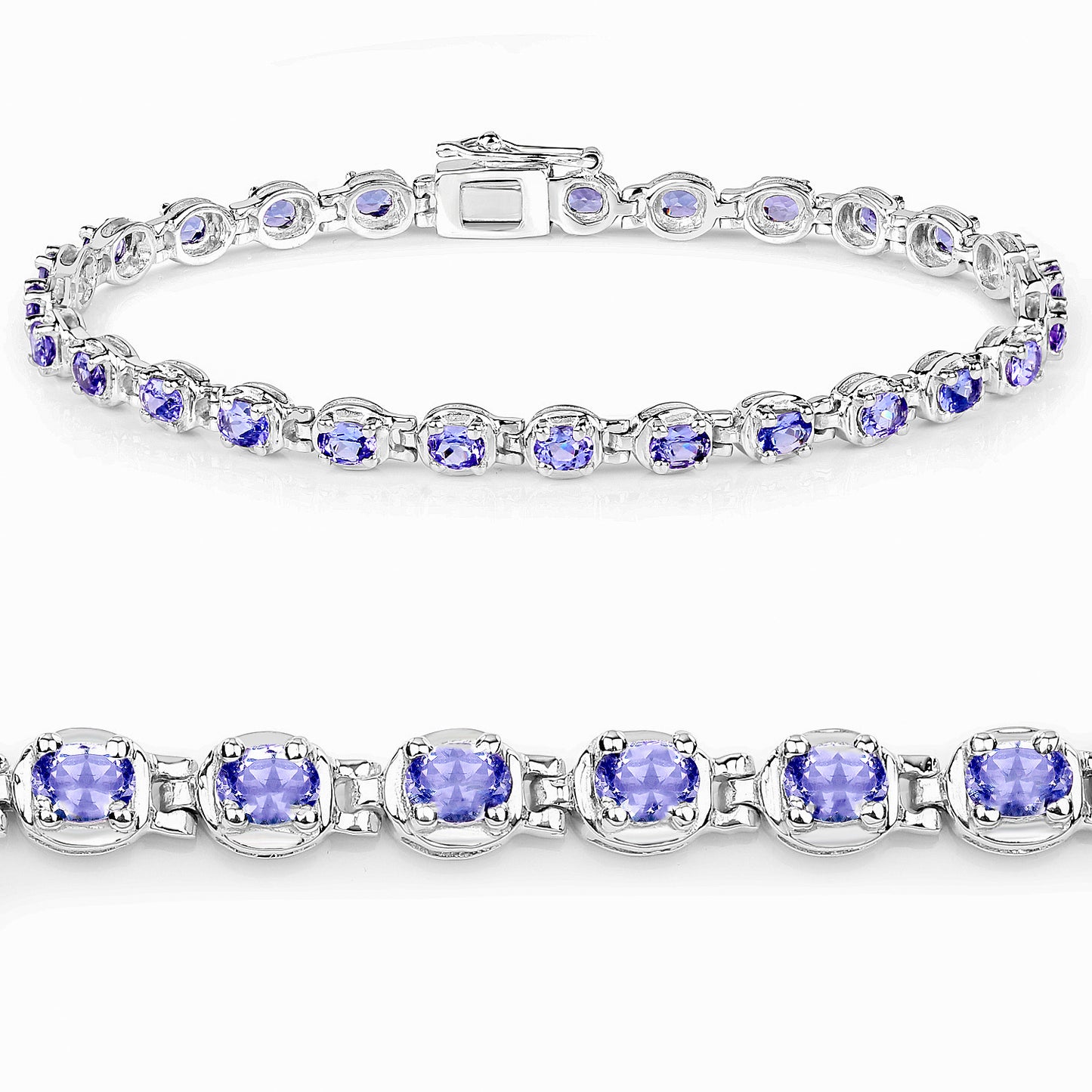 Natural Tanzanite Tennis Bracelet 4.58 Carats Sterling Silver