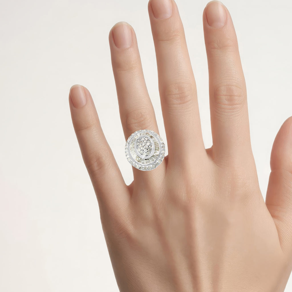 Diamond Ring 1.04 Carats Sterling Silver