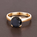 Black Diamond Ring 2.98 Carats 14K Yellow Gold