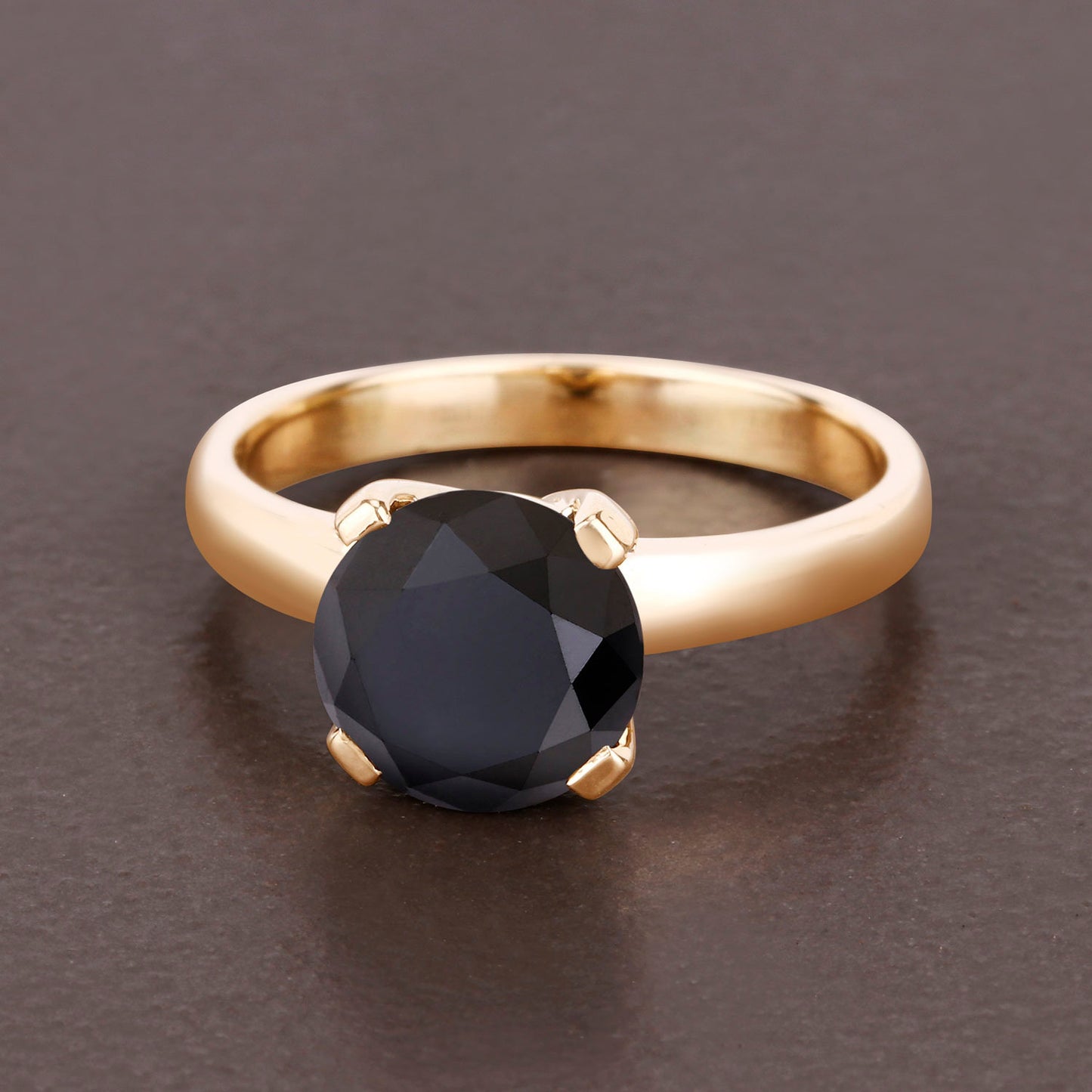 Black Diamond Ring 2.98 Carats 14K Yellow Gold