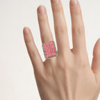 Ruby Ring With Diamonds 3.1 Carats Gold Plated Silver