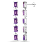 Amethyst Earrings 5.48 Carats Sterling Silver