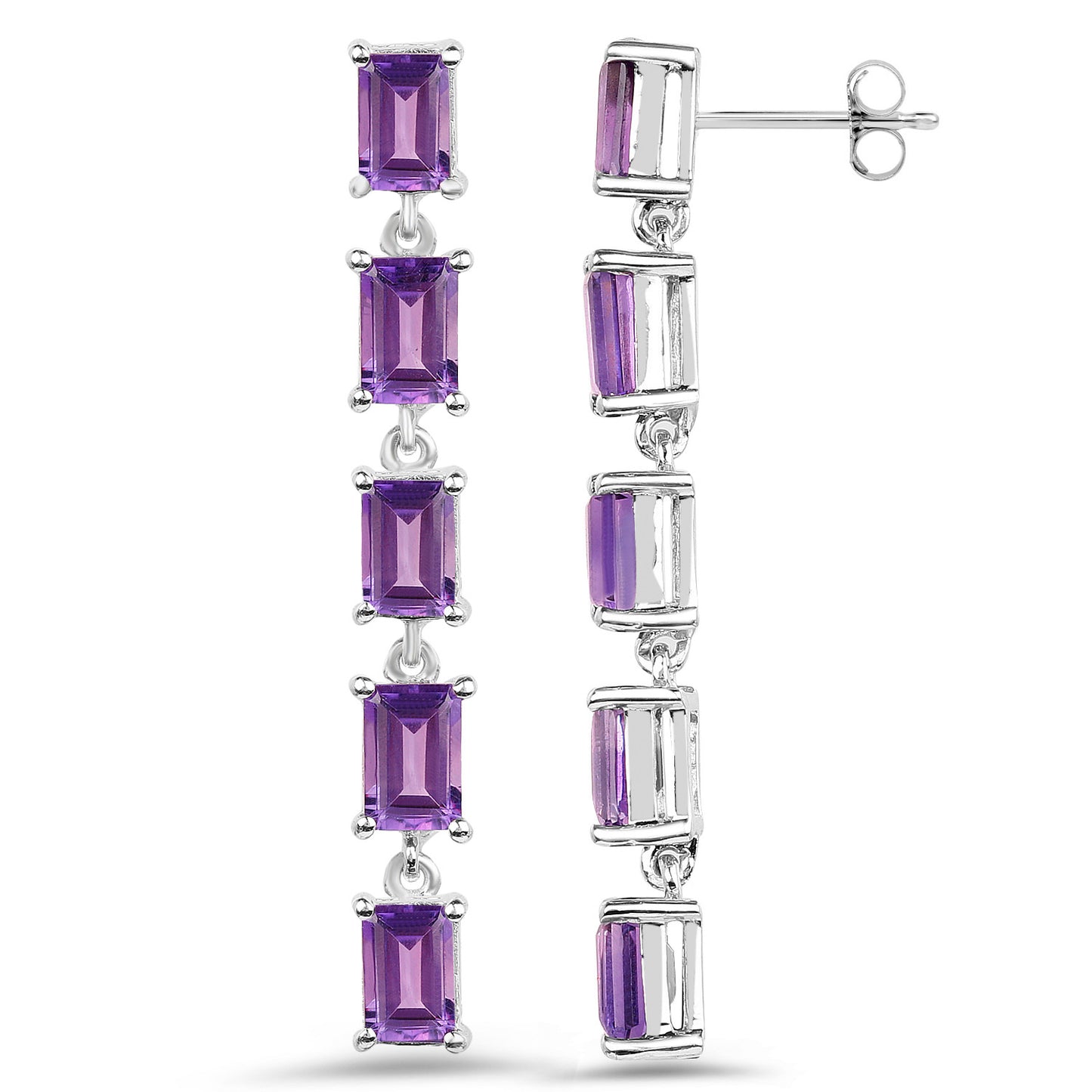 Amethyst Earrings 5.48 Carats Sterling Silver