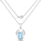 Swiss Blue Topaz Pendant With White Topaz 5.72 Carats Sterling Silver