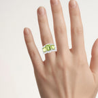 Peridot Ring With White Topaz 5.94 Carats Sterling Silver
