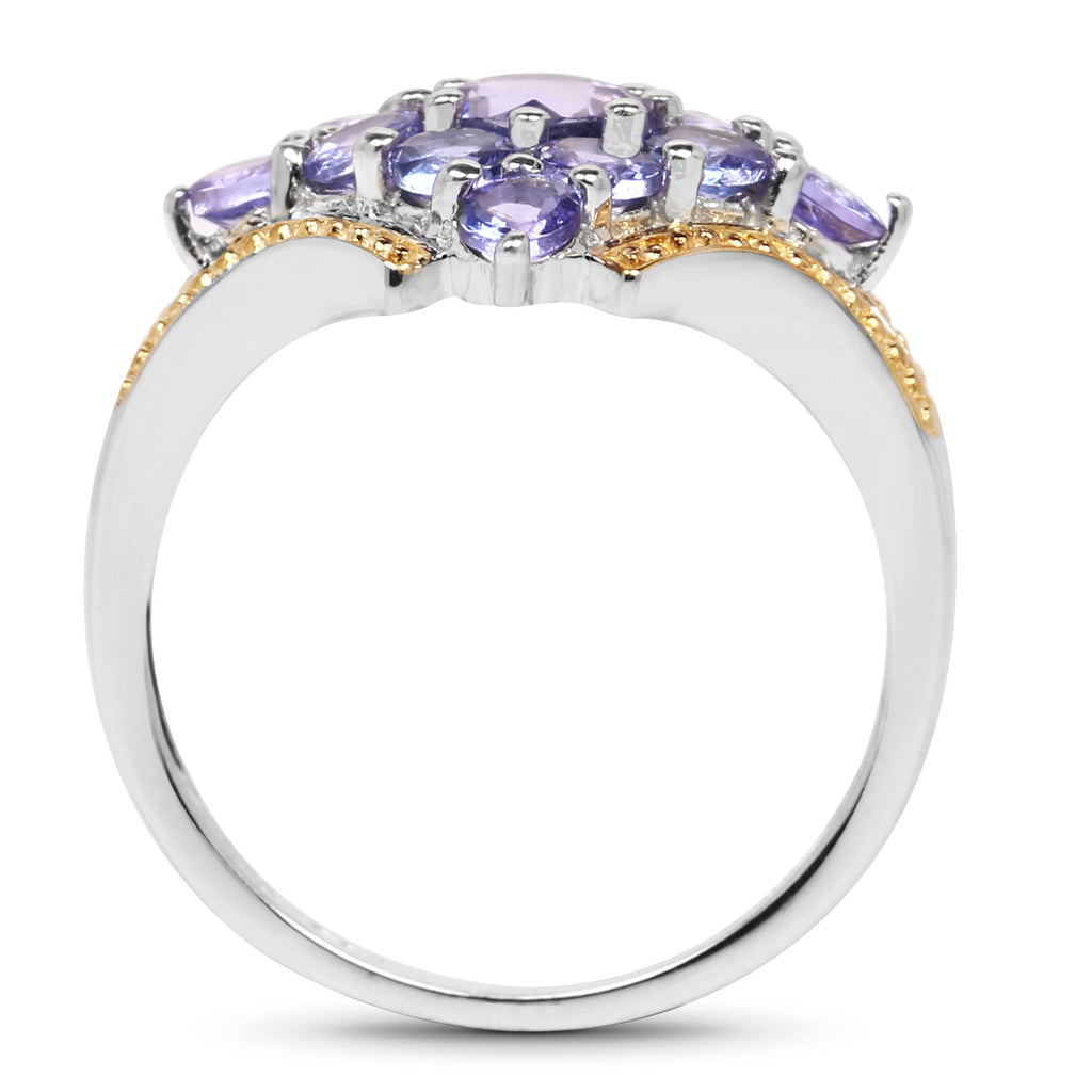 Tanzanite Ring 1.64 Carats Gold Plated Silver