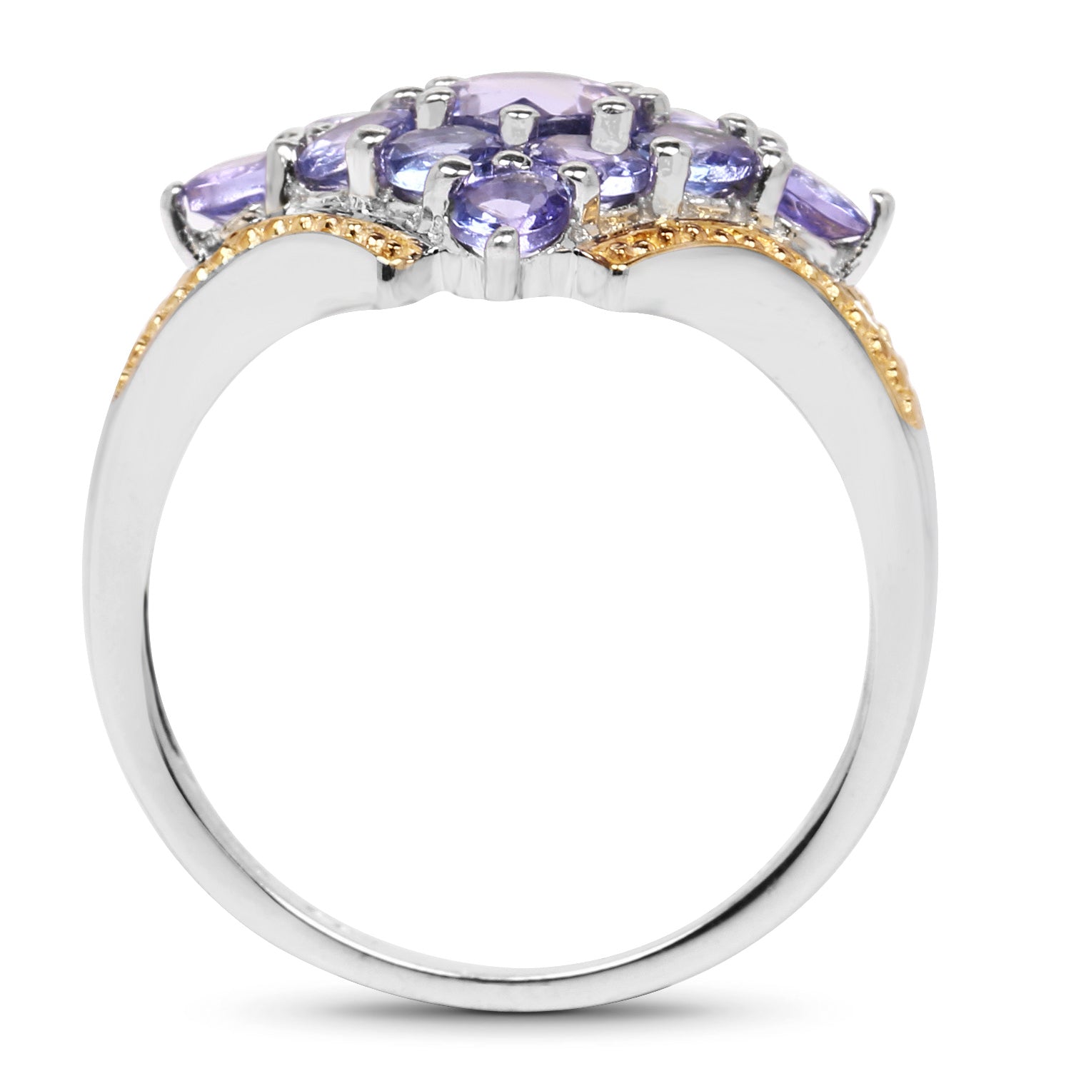 Tanzanite Ring 1.64 Carats Gold Plated Silver