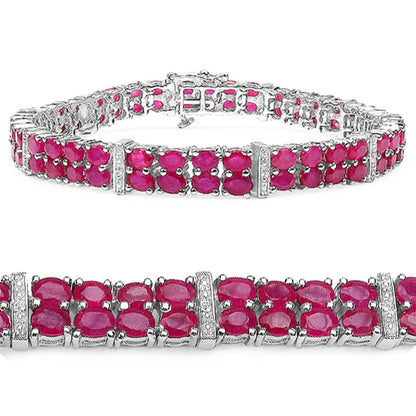 Ruby Tennis Bracelet With White Topaz 16.7 Carats Sterling Silver