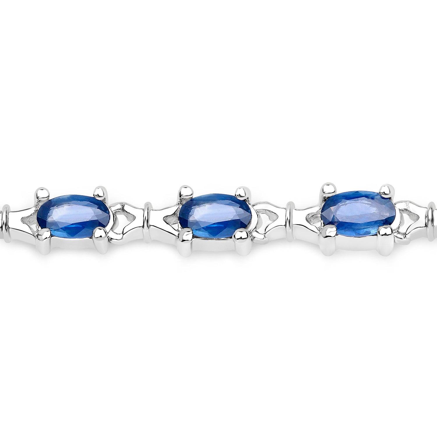 Blue Sapphire Tennis Bracelet 4.16 Carats Sterling Silver