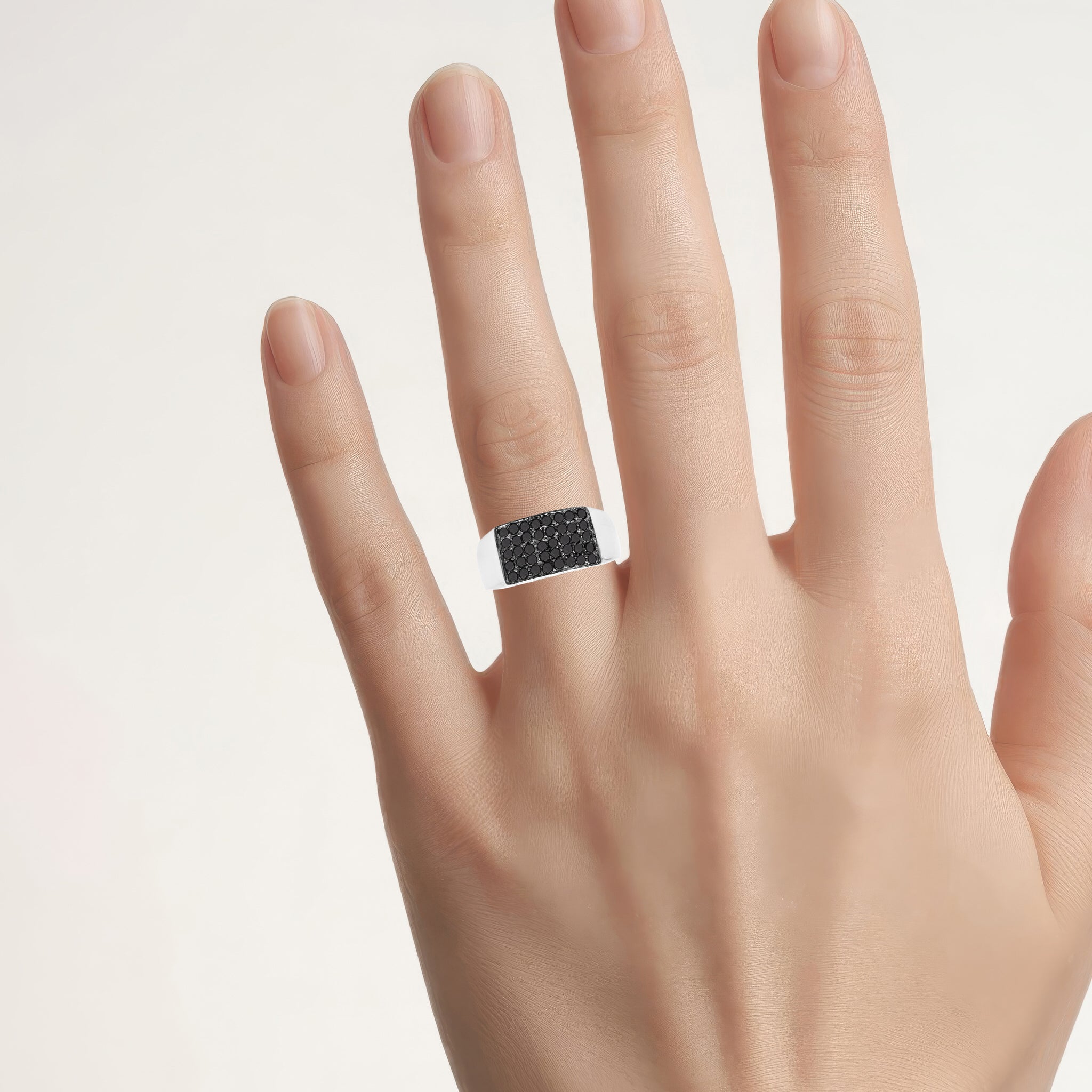 Black Diamond Ring 0.42 Carats Sterling Silver