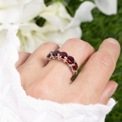 Garnet Ring 3.98 Carats Sterling Silver
