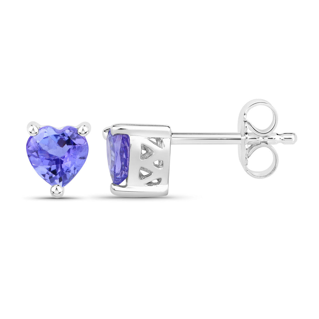 Tanzanite Stud Earrings 0.88 Carats Sterling Silver