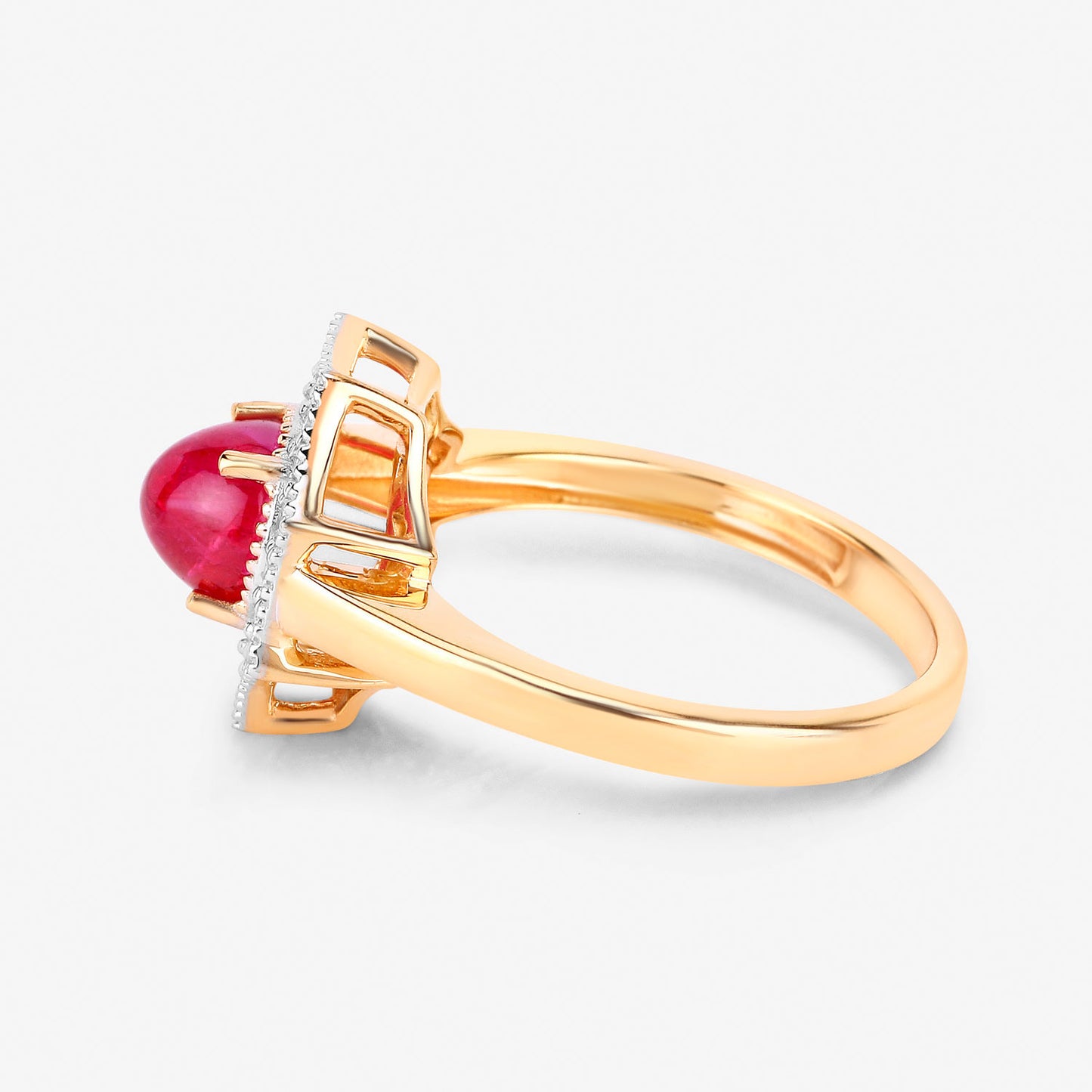 Ruby Ring With Diamonds 2.01 Carats 14K Yellow Gold