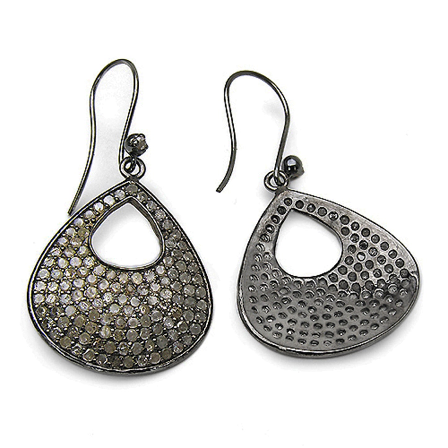 Diamond Cluster Earrings 3.14 Carats Sterling Silver
