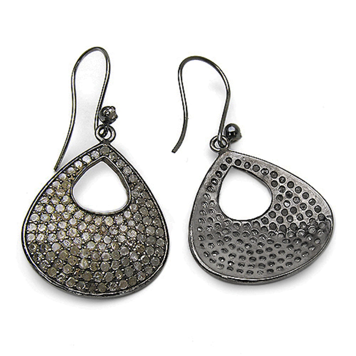 Diamond Cluster Earrings 3.14 Carats Sterling Silver