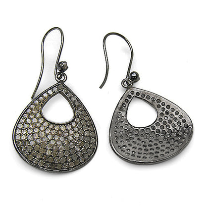 Diamond Cluster Earrings 3.14 Carats Sterling Silver