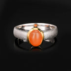 Peach Moonstone Ring 1.30 Carats Gold Plated Silver
