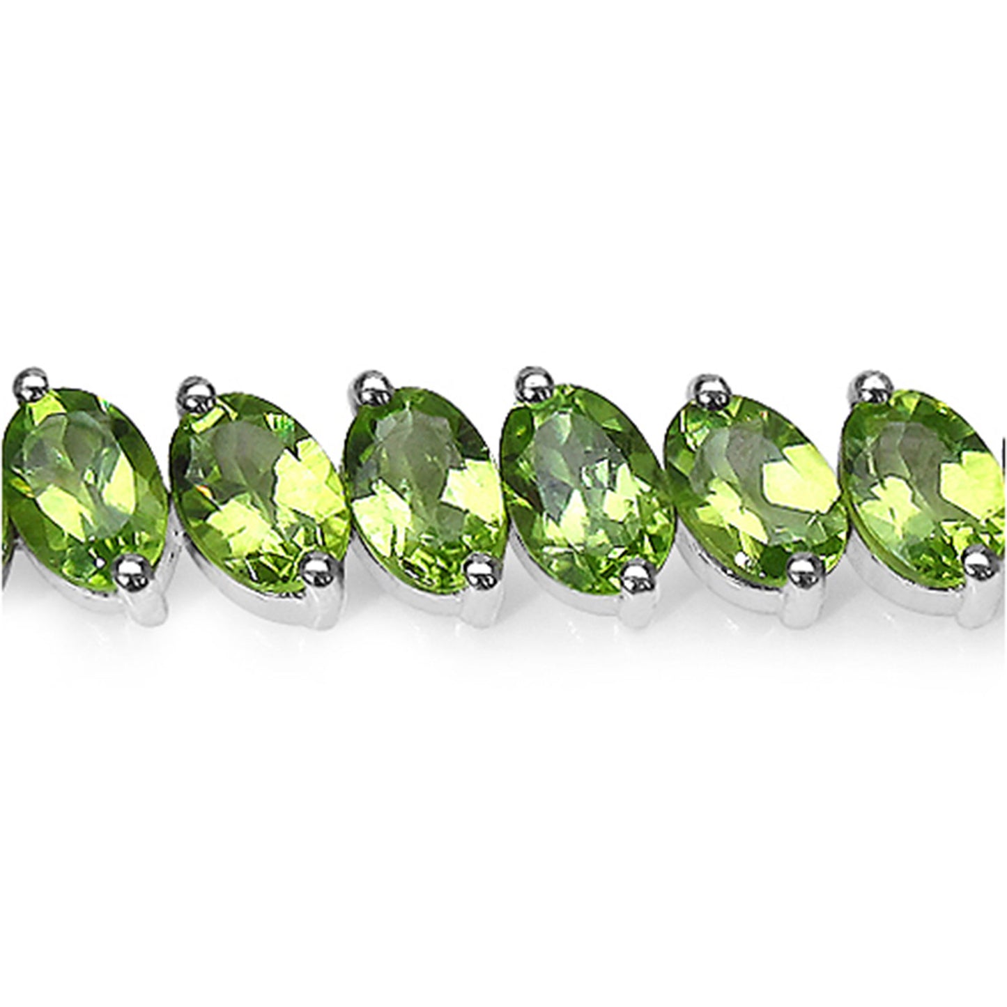 Natural Peridot Tennis Bracelet Oval Cut 19.4 Carats 18K White Gold Plated