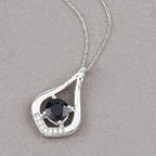 Blue Sapphire Pendant With Diamonds 1.2 Carats 10K White Gold