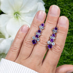 Amethyst Earrings With Blue Topaz 4.86 Carats Sterling Silver
