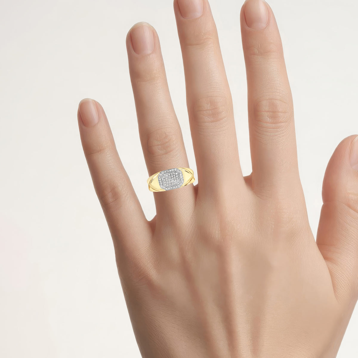 Diamond Ring 0.26 Carats Gold Plated Silver