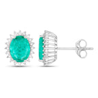 Zambian Emerald Earrings Diamonds 2.65 Carats 14K White Gold