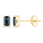 Blue Sapphire Stud Earrings 0.78 Carats 14K Yellow Gold