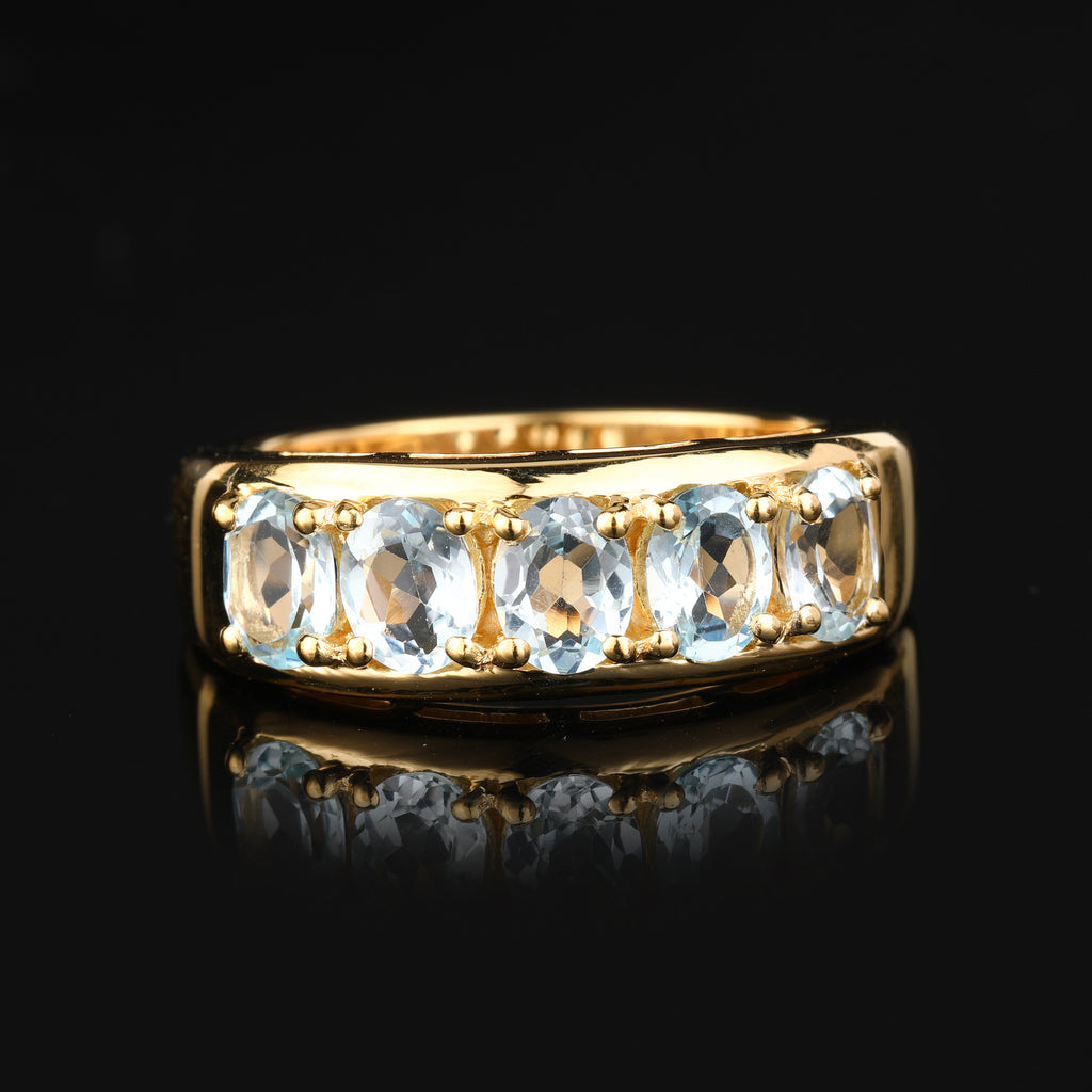 Sky Blue Topaz Ring 1.80 Carats Gold Plated Silver