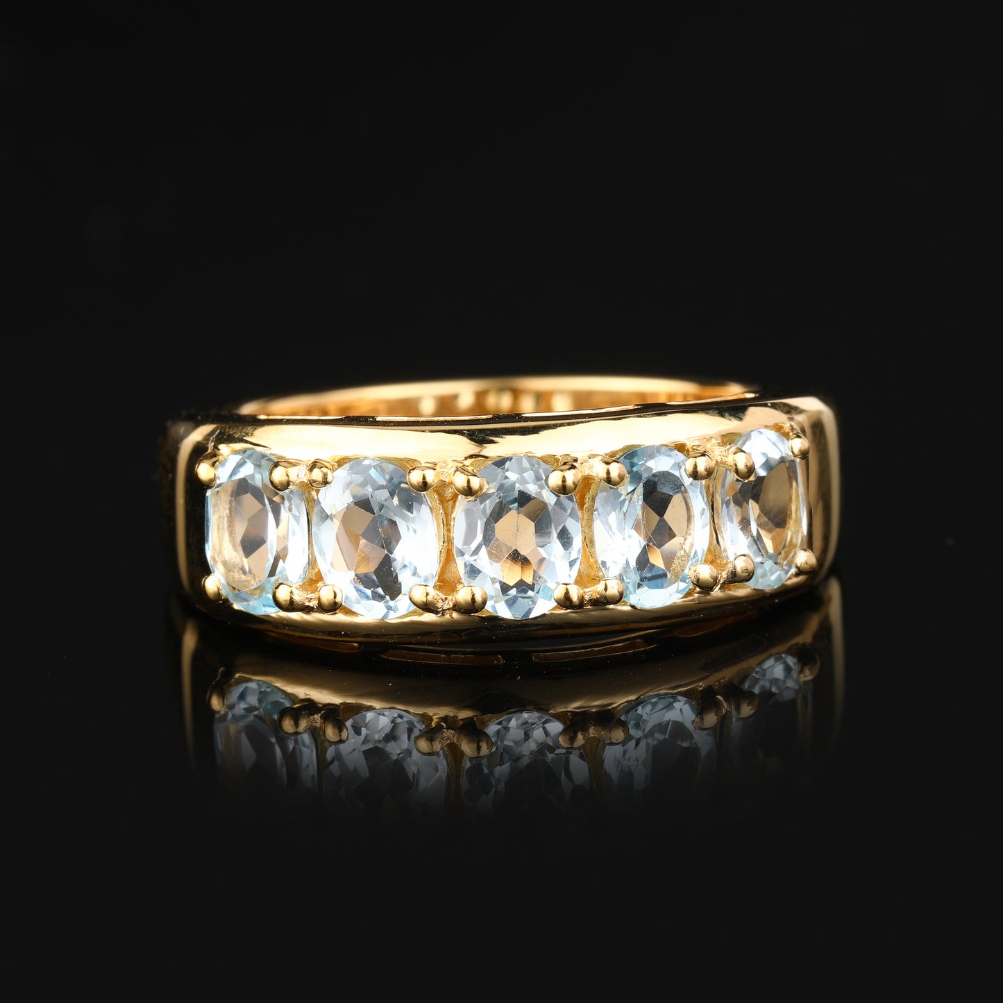 Sky Blue Topaz Ring 1.80 Carats Gold Plated Silver