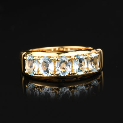 Sky Blue Topaz Ring 1.80 Carats Gold Plated Silver