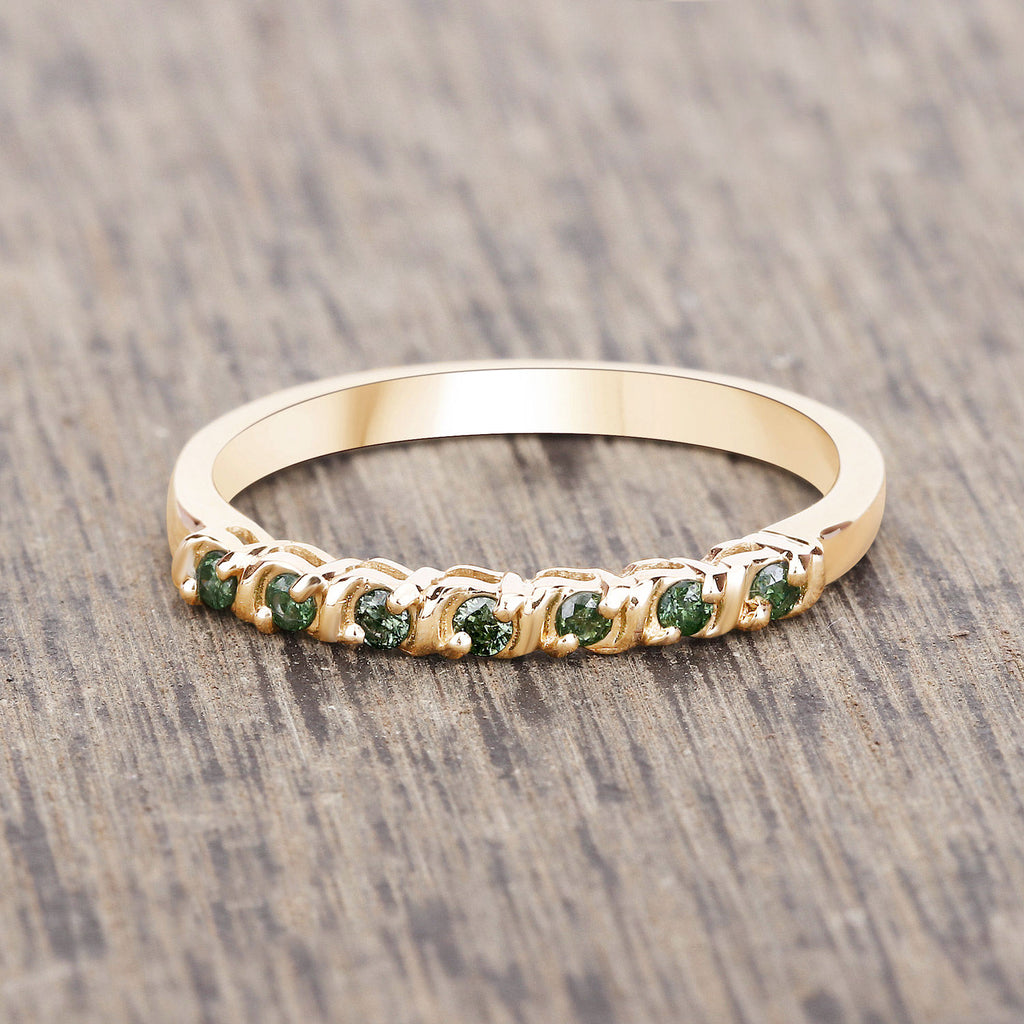 Green Diamond Ring 0.14 Carats 14K Yellow Gold