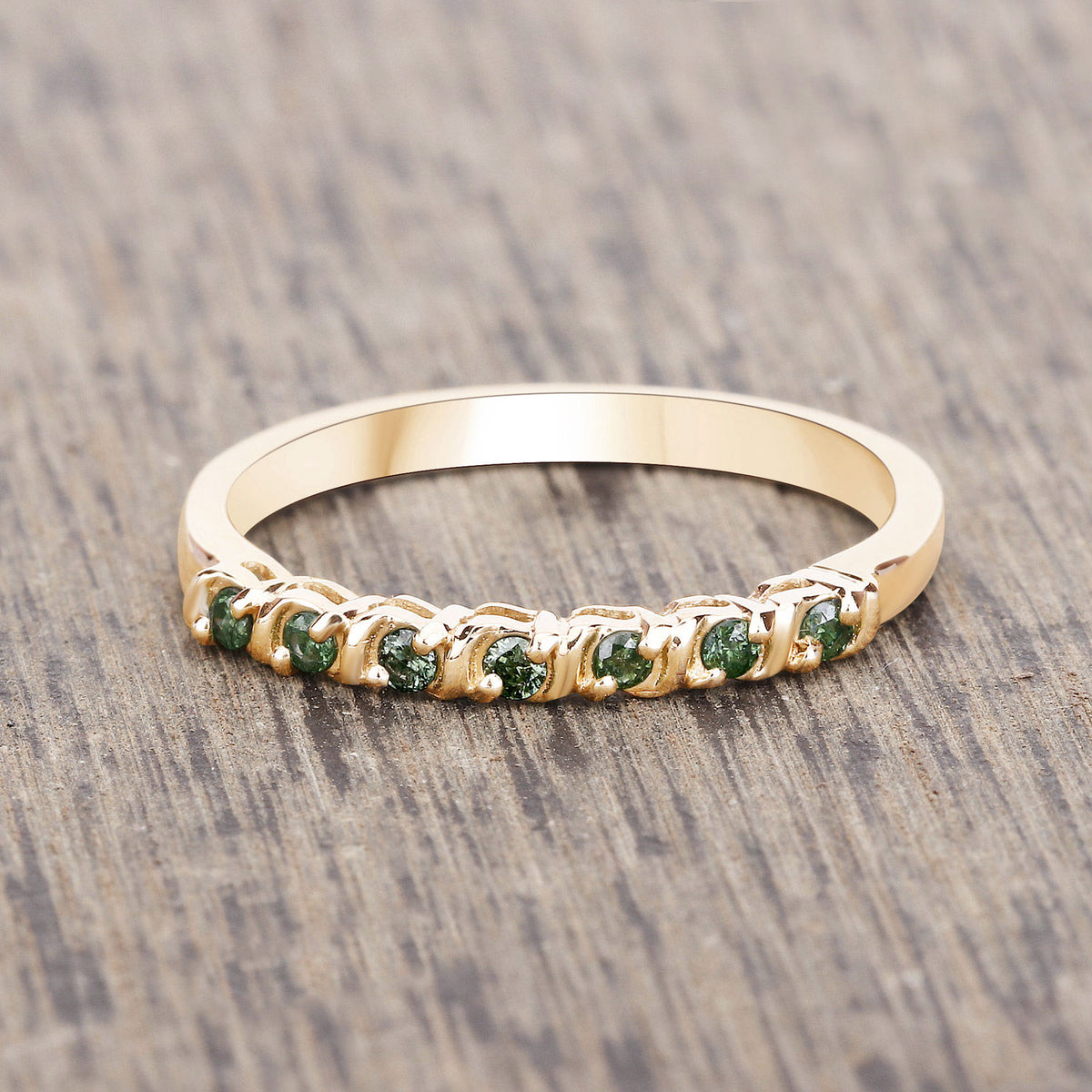 Green Diamond Ring 0.14 Carats 14K Yellow Gold