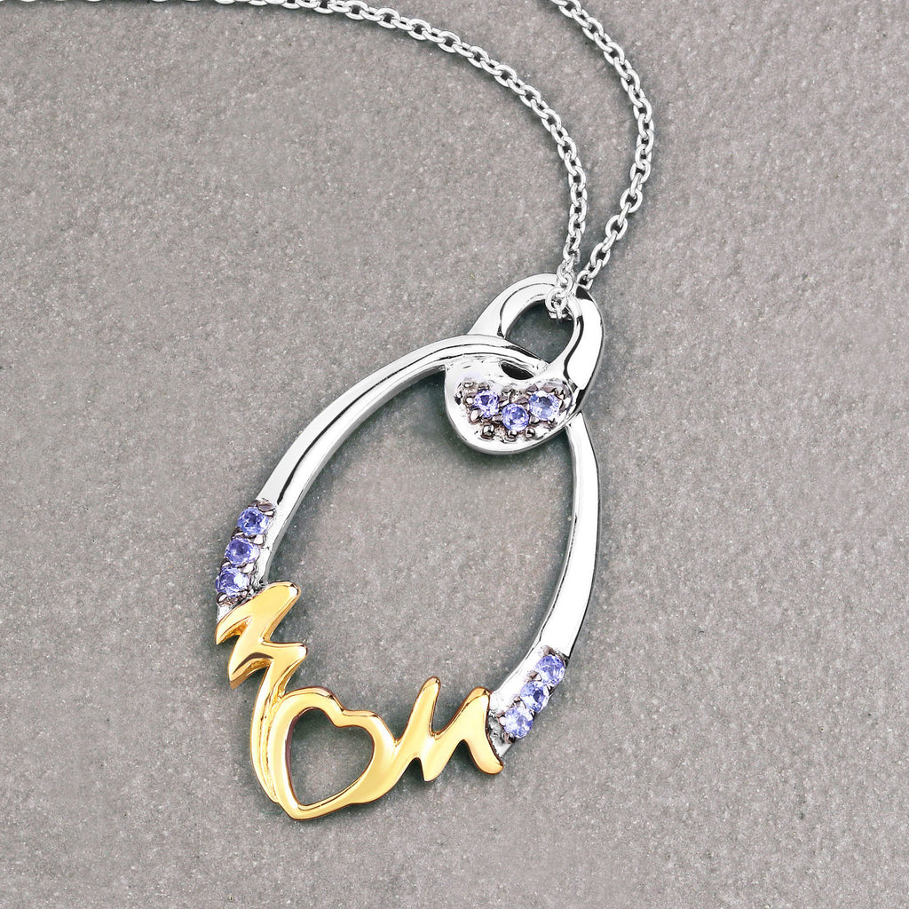 Tanzanite Mom Pendant 0.16 Carats Gold Plated Silver