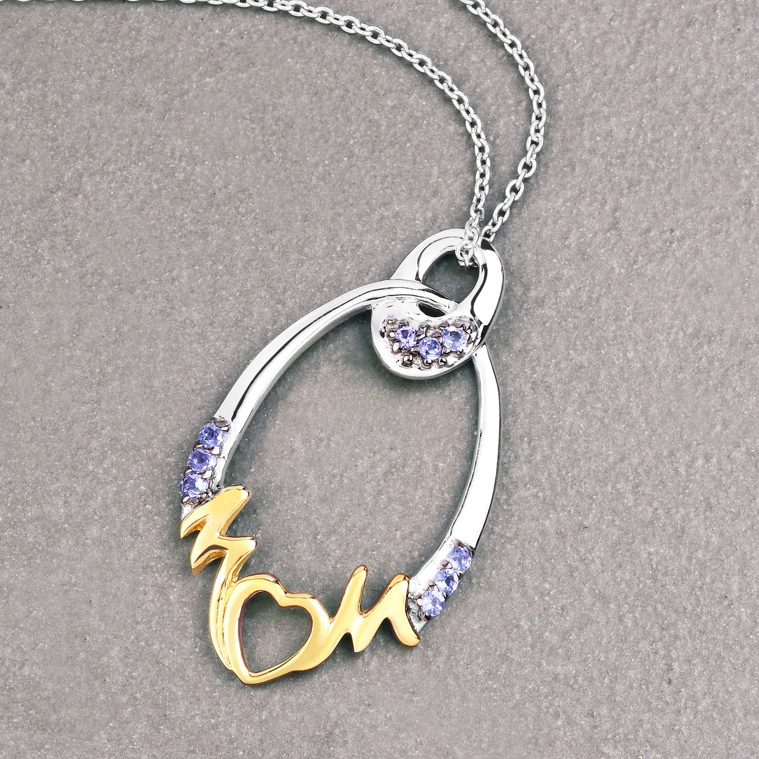 Tanzanite Mom Pendant 0.16 Carats Gold Plated Silver
