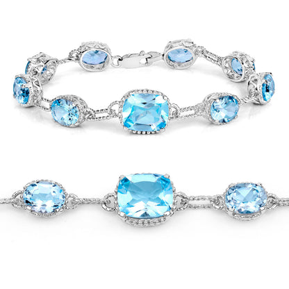 Blue Topaz Bracelet 20.7 Carats Sterling Silver