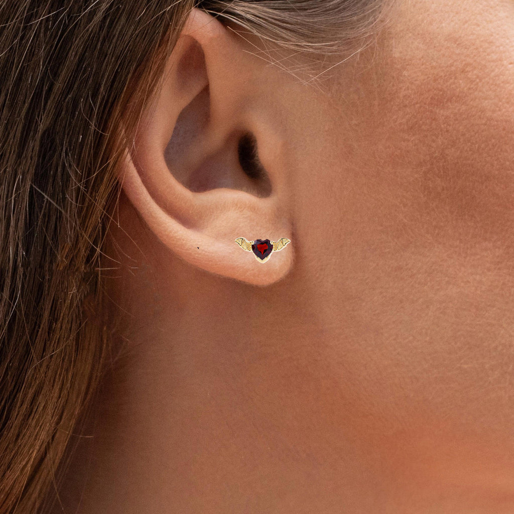 Garnet Bat Stud Earrings image 2