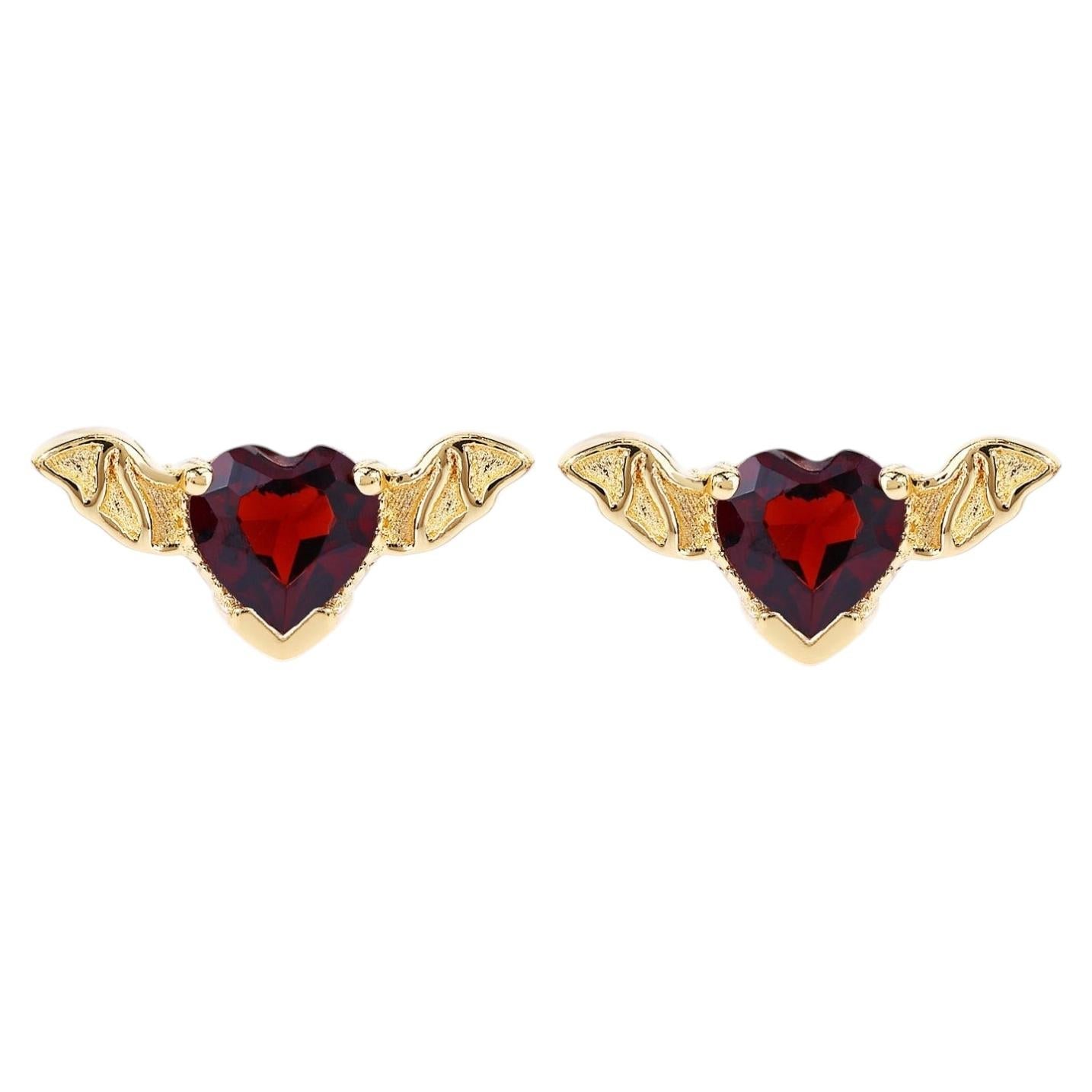 Garnet Bat Stud Earrings image 1