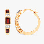 Garnet Earrings With White Topaz 2.72 Carats Gold Plated Silver