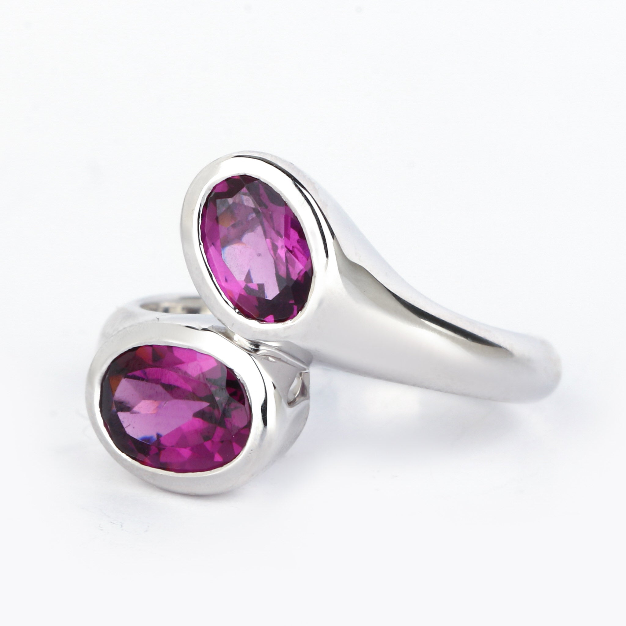 Purple Garnet Ring 2 Carats Sterling Silver