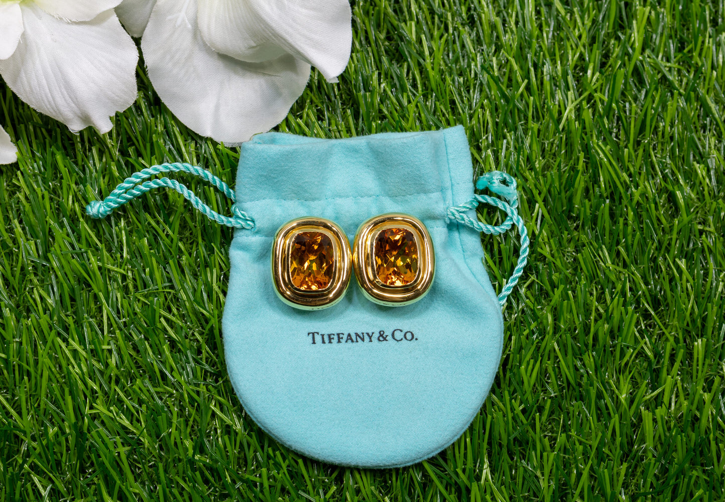 Tiffany & Co Citrine Earrings Paloma Picasso Collection 18K Yellow Gold