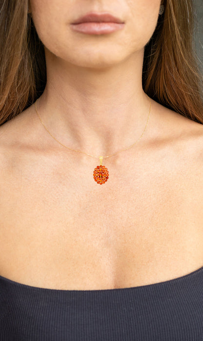 Citrine Cluster Pendant Necklace 4.06 Carats 18K Yellow Gold Plated Silver