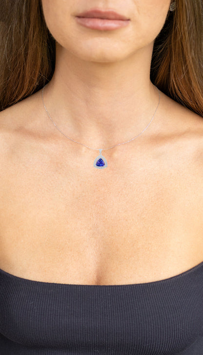 Tanzanite Pendant Necklace Diamonds 3.92 Carats 14K White Gold