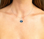 London Blue Topaz Filigree Pendant Necklace 6.62 Carats Sterling Silver