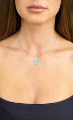 Swiss Blue Topaz Marquise Pendant Necklace 8.2 Carats Sterling Silver